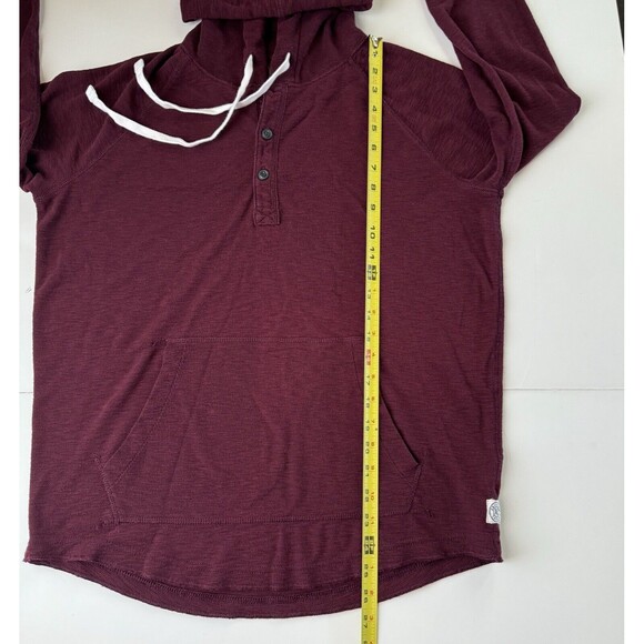 American Eagle Outfitters Mens Button Hoodie Maroon Burgundy Pullover Medium - Picture 6 of 14